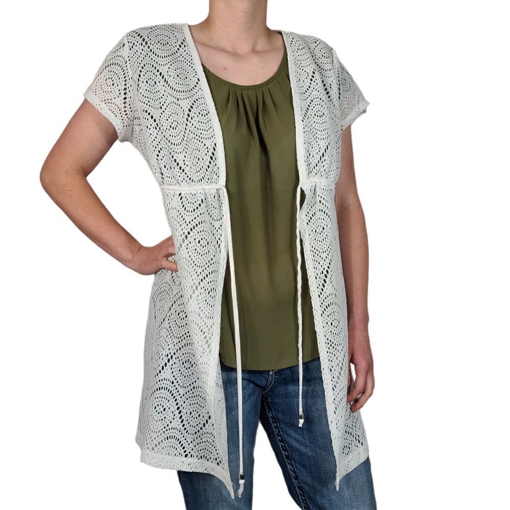Catalina Netted White Tie Front Beach Coverup